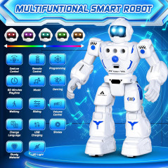 Robot programmable télécommandé pour enfants 3-12 ans, danse, chant, marche, capteurs gestuels, cadeau Noël