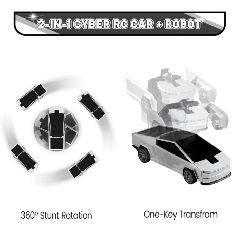 Voiture Télécommandée Transformer Cyber 2.4Ghz Déformation 360° Drift RC Robot Camion Jouet Enfant 4+ ans