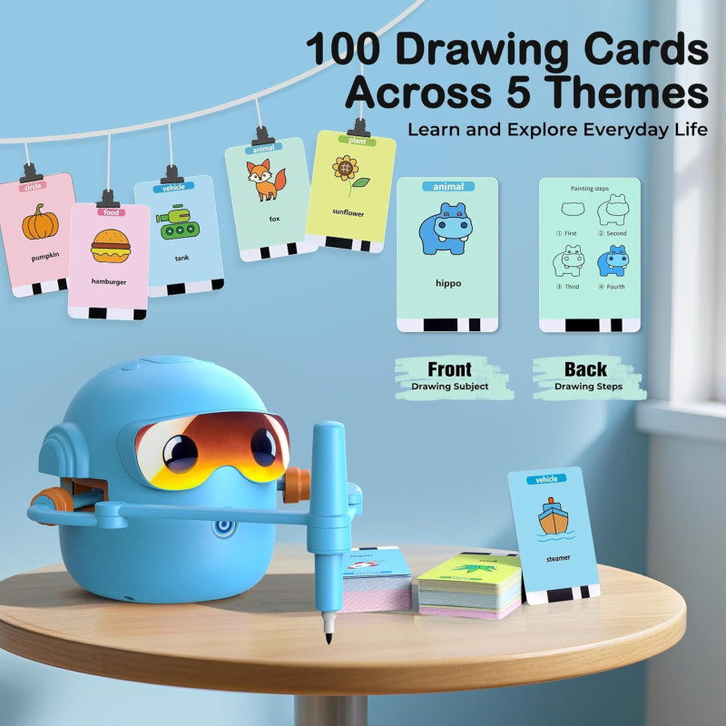 Robot de dessin Montessori pour enfants avec 16 stylos colorés