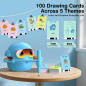 Robot de dessin éducatif Montessori pour enfants 3-8 ans avec 16 stylos, 100 cartes et musique Robot de dessin éducatif Montessori pour enfants 3-8 ans avec 16 stylos, 100 cartes et musique