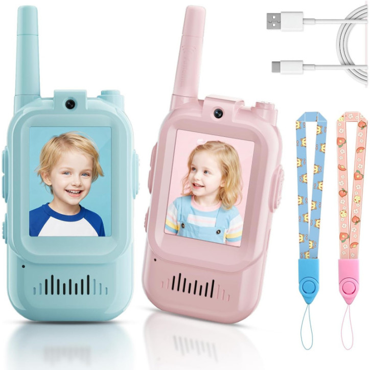 Video Walkie Talkies for Kids 2-Pack Rechargeable Intercom Toys for Ages 3-12, Indoor & Outdoor Play (Blue/Pink) Video Walkie Talkies for Kids 2-Pack Rechargeable Intercom Toys for Ages 3-12, Indoor & Outdoor Play (Blue/Pink)