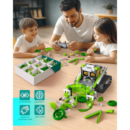 Jeu de Construction Robot IA 5-en-1, 478 Pièces, Contrôle APP & Télécommande, Cadeau Éducatif STEM 6-12 Ans