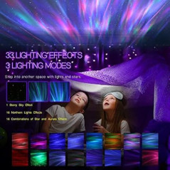 Projecteur Aurora Northern Galaxy LED avec Bluetooth & Télécommande