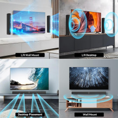 Barre de son Bluetooth 2 en 1 TV/PC/Gaming avec ARC & AUX
