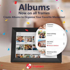 Cadre photo numérique intelligent Frameo 10,1 WiFi 32GB, écran tactile IPS 1280x800, rotation auto, partage instantané