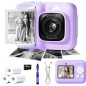 Kids 1080P Instant Print Camera with 32GB SD Card & Printing Paper - Portable Purple Gift for Ages 4-10