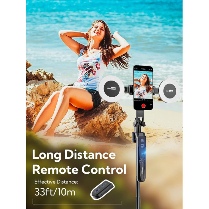 USKEYVISION Auto Face Tracking 360° Rotation Phone Tripod with Fill Light & Remote for iPhone (UTK-02)