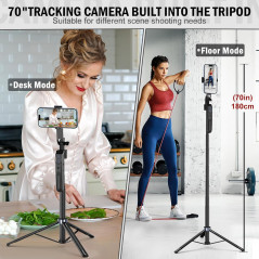 Auto Face Tracking 360° Rotation Tripod Stand for Android & iPhone with Remote, Gesture Control, No App Needed