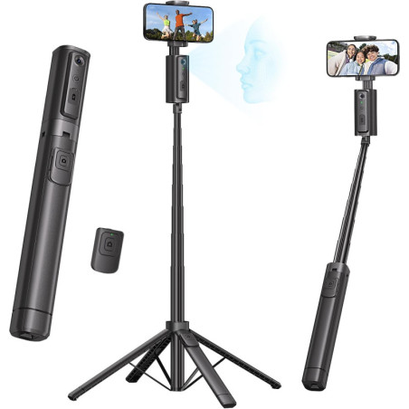 Auto Face Tracking Tripod 67 with 360° Rotation, Bluetooth Remote, Phone Holder for Vlog & Live Streaming