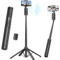 Trépied Auto Suivi Visage 67'' avec Rotation 360°, Télécommande Bluetooth, Support Téléphone pour iPhone, Vlog, Live, Appels vid Trépied Auto Suivi Visage 67'' avec Rotation 360°, Télécommande Bluetooth, Support Téléphone pour iPhone, Vlog, Live, Appels vid