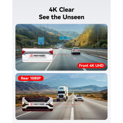 REDTIGER 4K Front Rear Dash Cam with Wi-Fi, GPS & 32GB Card Included