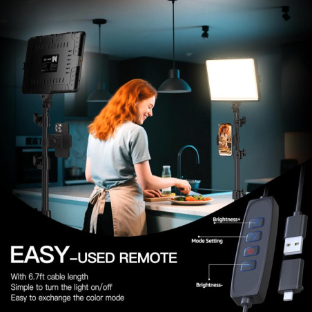 Kit Lumière Vidéo LED 2-Pack NiceVeedi, 2800-6500K Dimmable avec Trépied & Support Téléphone 73