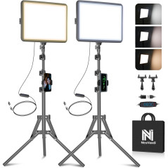 2-Pack NiceVeedi LED Video Light Kit, Dimmable 2800-6500K with Tripod