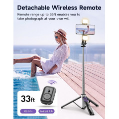 53 Selfie Stick Tripod with Light & Remote | Portable Phone Stand