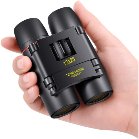 POLDR Jumelles de Poche 12x25 Compactes pour Enfants et Adultes - Observation Oiseaux, Concerts, Théâtre