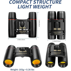 Jumelles Compactes HD Portables Pliables pour Adultes et Enfants – Observation Oiseaux, Concerts, Voyages