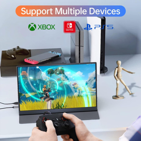 Écran Portable 15,6 Full HD USB-C HDMI pour Jeu & Travail