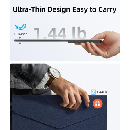 Ingnok Écran Portable 15,6 FHD IPS Ultra Slim avec Support Réglable, USB-C, Parfait Voyage et Bureau