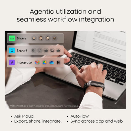 Plaud NotePin Enregistreur Vocal AI, Contrôle App, 64GB, Transcription & Synthèse, 112 Langues, Gris Cosmiques