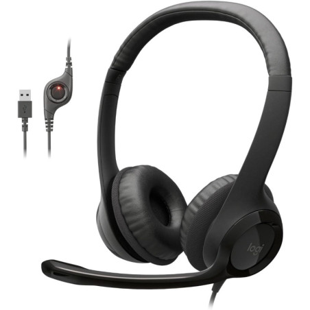 Casque Logitech H390 avec Micro USB, Micro Réducteur de Bruit pour PC, Jeux et Réunions - Noir