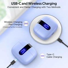 TAGRY Écouteurs Bluetooth Sans Fil 60H IPX5 avec Charge Sans Fil