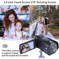 Caméra Vidéo HD ORDRO V12 1080P Vision Nocturne 16Go
