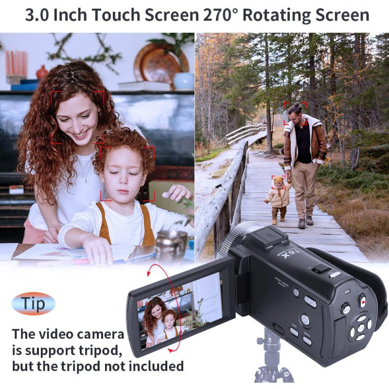 Caméra Vidéo HD ORDRO V12 1080P Vision Nocturne 16Go