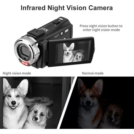 ORDRO HDV-V12 HD 1080P Camcorder with Infrared Night Vision, 16GB Memory Card & 2 Batteries