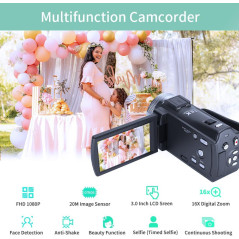Caméra Vidéo HD ORDRO V12 1080P Vision Nocturne 16Go