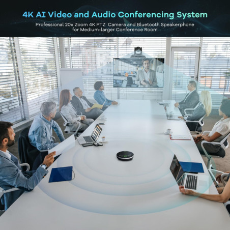TONGVEO 4K PTZ Camera System with AI Tracking & 20x Zoom for Meetings