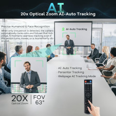 Caméra PTZ 4K TONGVEO 20x Zoom AI pour Réunion à Distance