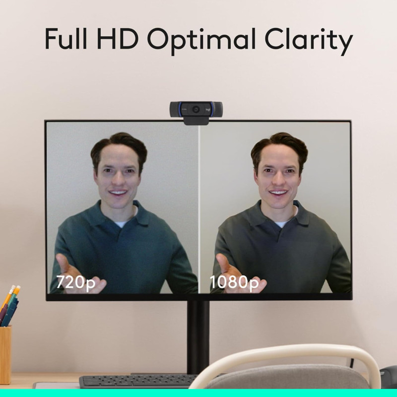 Logitech C920x HD Pro Webcam - Full HD 1080p, Clear Audio & Light Correction