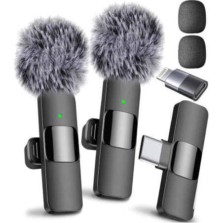 Mini Mic Pro (Latest) - Wireless Lavalier Microphone for iPhone, iPad, Android with USB-C, Crystal Clear Audio