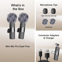Mini Mic Pro - Wireless Lavalier Mic for iPhone, Android & USB-C Recording