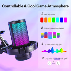 Microphone USB MAONO GamerWave DGM20S avec Suppression Bruit