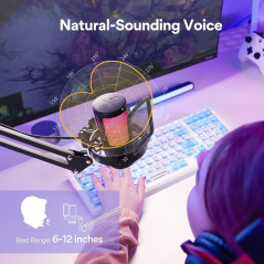 MAONO Gaming USB Microphone DGM20S – Noise Cancel, Boom Arm Mic for Streaming