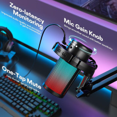 Microphone USB MAONO GamerWave DGM20S avec Suppression Bruit