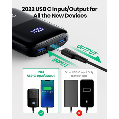 INIU Power Bank 22.5W 10000mAh Compact charge rapide USB-C