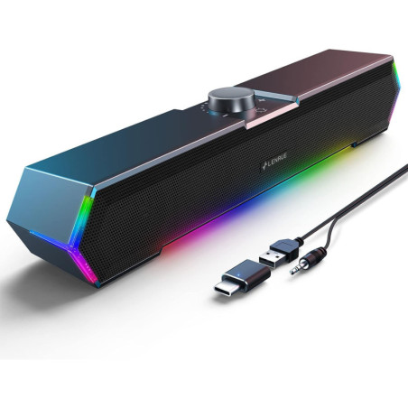 Enceintes LENRUE G11 USB C pour PC, Son Clair & Touches