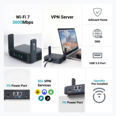 GL.iNet GL-BE3600 Slate 7 Travel Router - Dual-Band Wi-Fi 7 & VPN