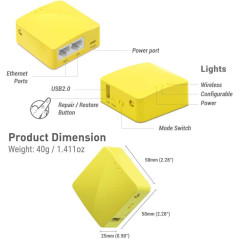 GL.iNet GL-MT300N-V2 Mango Mini Travel VPN WiFi Router – Portable & Easy Setup