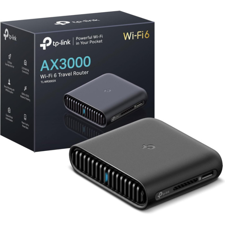 TP-Link TL-WR3002X AX3000 Dual-Band Wi-Fi 6 Travel Router | Multi-Gig, OpenVPN, WireGuard, USB 3.0, Multi-Mode