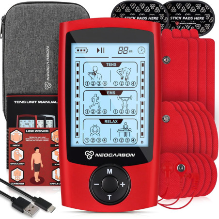 Stimulateur musculaire TENS EMS rouge pour douleur rapide