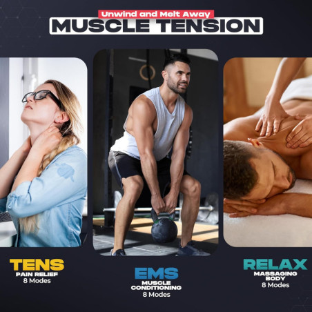 Appareil TENS Électrostimulateur EMS pour Douleurs Épaules, Cou, Sciatique et Dos, Rouge