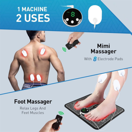 Phixnozar TENS & PMS Stimulateur Nerveux Électronique, Massage Pied EMS, Relaxation Musculaire, Écran LCD