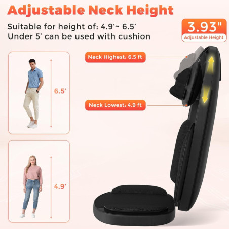 Shiatsu Chauffant 4D pour Cou et Dos, Massage Profond Antidouleur, Idéal Bureau et Maison, Cadeau Noël