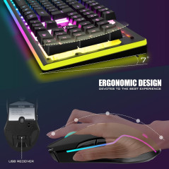 Clavier Gamer RedThunder K10 Sans Fil LED + Souris 3200DPI Noir