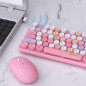 UBOTIE Combo Clavier-Souris Sans Fil Coloré 2.4GHz, Clavier Rétro Pleine Taille, Souris Optique Rose UBOTIE Combo Clavier-Souris Sans Fil Coloré 2.4GHz, Clavier Rétro Pleine Taille, Souris Optique Rose