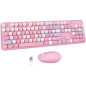 UBOTIE Combo Clavier-Souris Sans Fil Coloré 2.4GHz, Clavier Rétro Pleine Taille, Souris Optique Rose UBOTIE Combo Clavier-Souris Sans Fil Coloré 2.4GHz, Clavier Rétro Pleine Taille, Souris Optique Rose