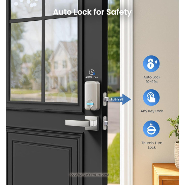 Veise Fingerprint Door Lock, Keyless Entry, Auto Lock, Biometric Keypad Deadbolt, Satin Nickel Veise Fingerprint Door Lock, Keyless Entry, Auto Lock, Biometric Keypad Deadbolt, Satin Nickel